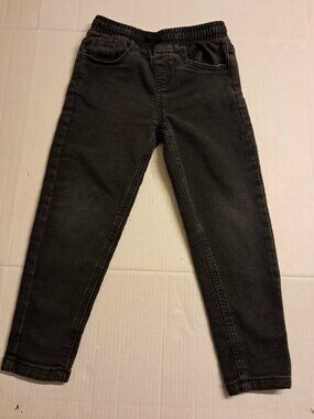 Kids Black Denim Jeans Elastic Waist Pull On Size 6